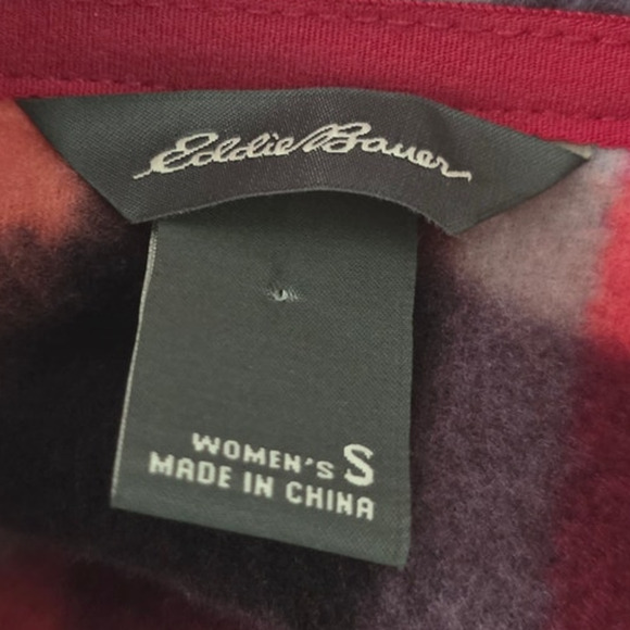 Eddie Bauer Red Pink Plaid Pullover 1/4 Zip Jacket Women's Small - Picture 4 of 5